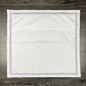 Restoration Hardware Set of 2 White Italian Hotel Gray Satin Stitch Pillow Shams